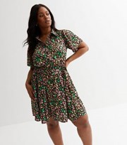 New Look Curves Black Leopard Print Mini Shirt Dress